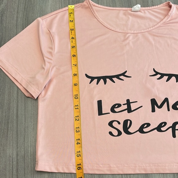 Women’s Pajama Shorts Black and White Stripe and Pink Top Let Me Sleep - Picture 6 of 12